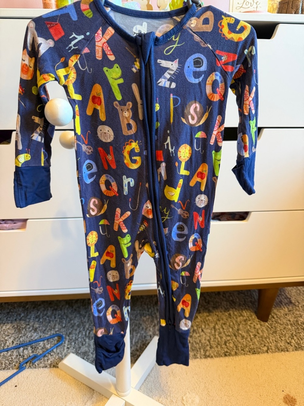 Little Sleepies Navy Alphabet Print Footie One-Piece